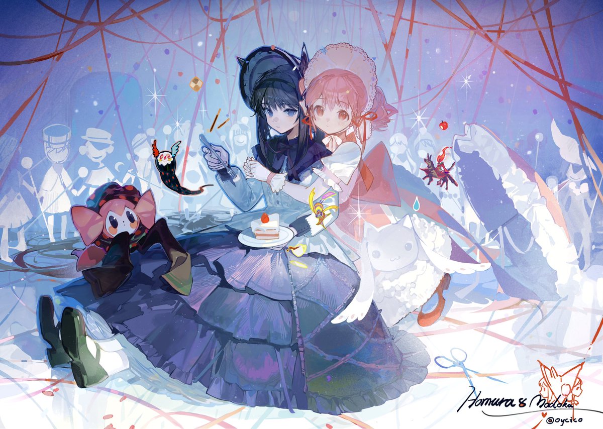 暁美ほむら ,鹿目まどか 「#魔法少女まどかマギカ #MadokaMagica 」|青