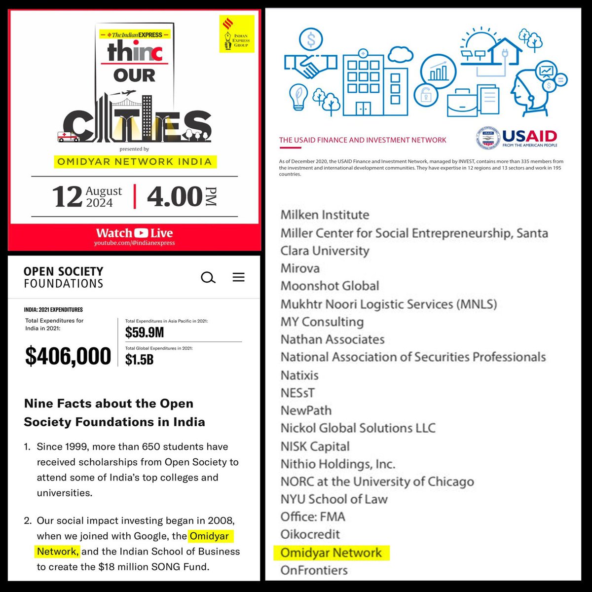 CONFLICT OF INTEREST ALERT 🚨‼️ Omidyar Network sponsors The Indian Express  programs. They funded an event in Chennai on August 12, 2024, and another  in Delhi as recently as January 2025, despite
