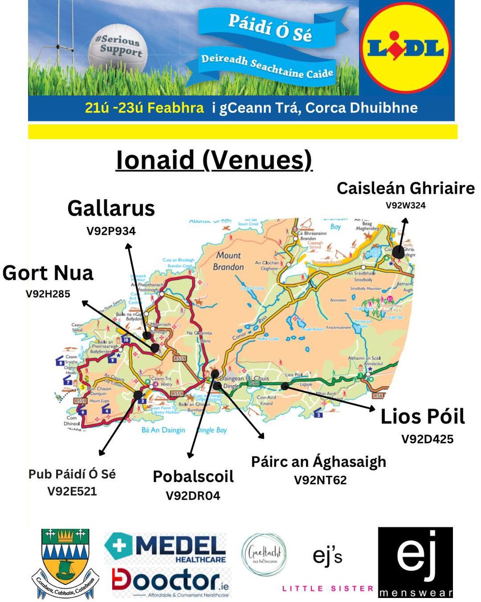 Comórtas Soisearach Fir @#LidlComortas2025 

🏐THIS WEEKEND🏐
Featuring
<a href="/cahirgaaclub/">cahir gaa</a> <a href="/GlenGAA/">Glengarriff GAA Club</a> <a href="/ATHGARVAN_GAA/">Athgarvan GAA & LGFA Club</a> <a href="/StPatsGAALimk/">St Patrick's GAA</a> 

<a href="/ejmenswear/">EJ Menswear</a> <a href="/lidl_ireland/">Lidl Ireland</a> <a href="/MedelHealthcare/">Medel Healthcare</a> <a href="/UdarasnaG/">Údarás na Gaeltachta</a> <a href="/countykerry/">Kerry County Council - Comhairle Contae Chiarraí</a> <a href="/radiokerrysport/">Radio Kerry Sport</a> #dooctordotie <a href="/Kerry_Official/">Kerry GAA</a> <a href="/officialgaa/">The GAA</a>