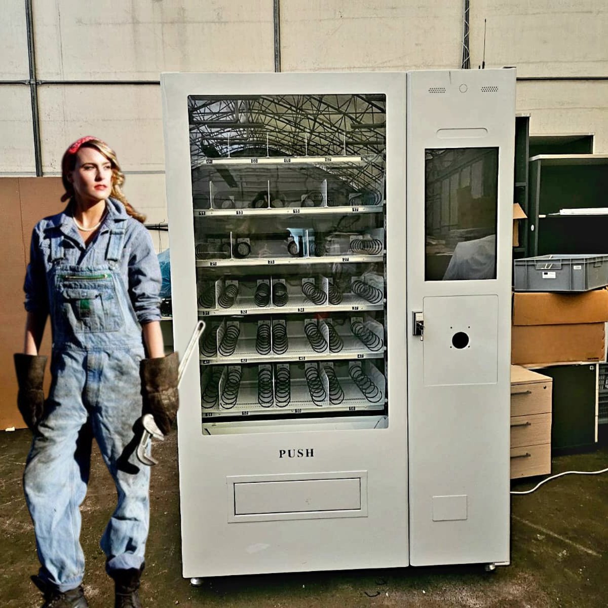 vendaio42019's tweet image. Our new babe is getting all dolled up for her new owner… 

We are talking about our brand-new industrial vending machine getting ready for plug-and-play setup ! 

What did you think?😜

#industrialvending ##VendingSolutions #SmartInventory #ManufacturingTech #ToolVending
