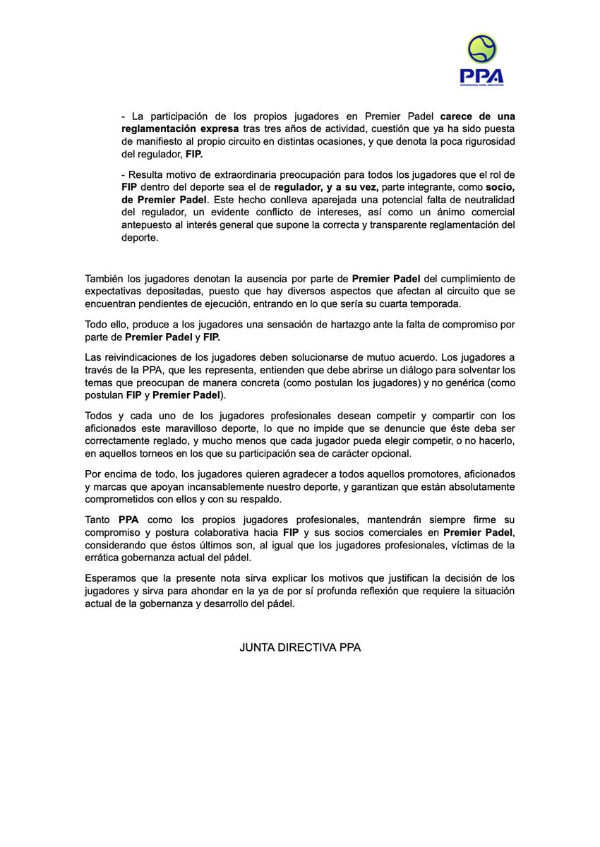 PPA | Professional Padel Association (@ppa_padel) on Twitter photo 🚨 COMUNICADO OFICIAL
 professionalpadelassociation.org/post/comunicad… 🚨 COMUNICADO OFICIAL
 professionalpadelassociation.org/post/comunicad…