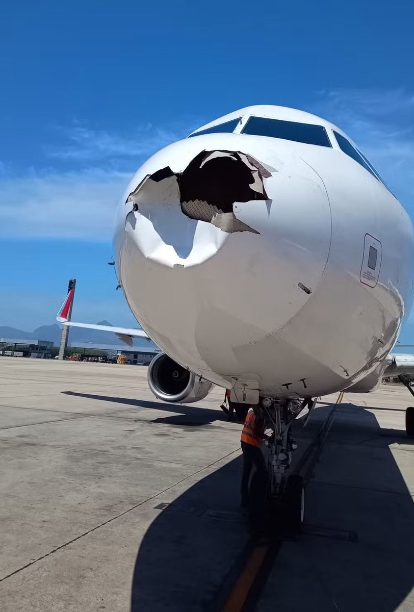 fl360aero's tweet photo. A Latam Airbus A320 plane collides with bird in the act of taking off from Galeão and damaged its nose Radome forcing a return to Galeão airport in Rio de Janeiro on 20 February.

According to the airline, LATAM flight 1234, bound for Guarulhos Airport in São Paulo, was in the process of taking off when the aircraft collided with the bird.

Picture courtesy:Jerome Cadier

#aircraft