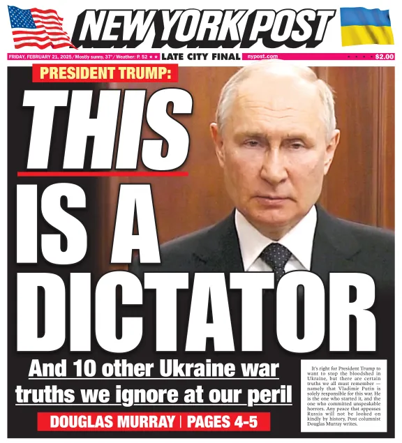 Front page of today's edition of the New York Post.
