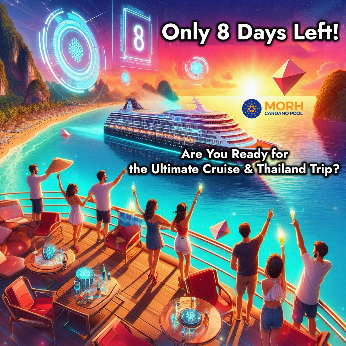 MorhPool's tweet photo. 🚢🌴 Only 8 Days Left! Are You Ready for the Ultimate Cruise &amp; Thailand Trip? 🌴🚢

🔗 Act fast &amp; join now: https://t.co/B2CP1l0iv7

#MorhCardanoPool #ThailandTrip #CryptoRewards #ADAStaking #LuxuryCruise #EarnWithCrypto https://t.co/O75YbeVjmE