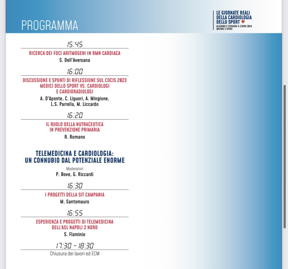 Sabato 22 Marzo a Napoli si terrà il Congresso “Le Giornate Reali della Cardiologia dello Sport: Allenare e studiare il cuore 2025 - Aritmie e Sport”

Responsabile Scientifico: Dr. Antonio Russo 

Iscrizione gratuita al sito: midi2007.it