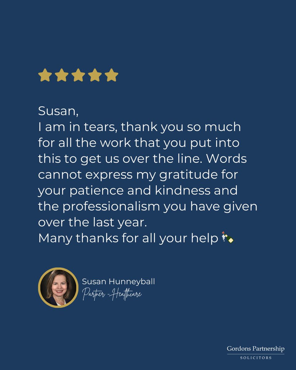 We’re incredibly grateful for this wonderful testimonial, and share our congratulations to Partner, Susan Hunneyball. Your hard work makes a world of difference to our clients.

#testimonial #feedbackfriday #clientfeedback #healthcareregulation