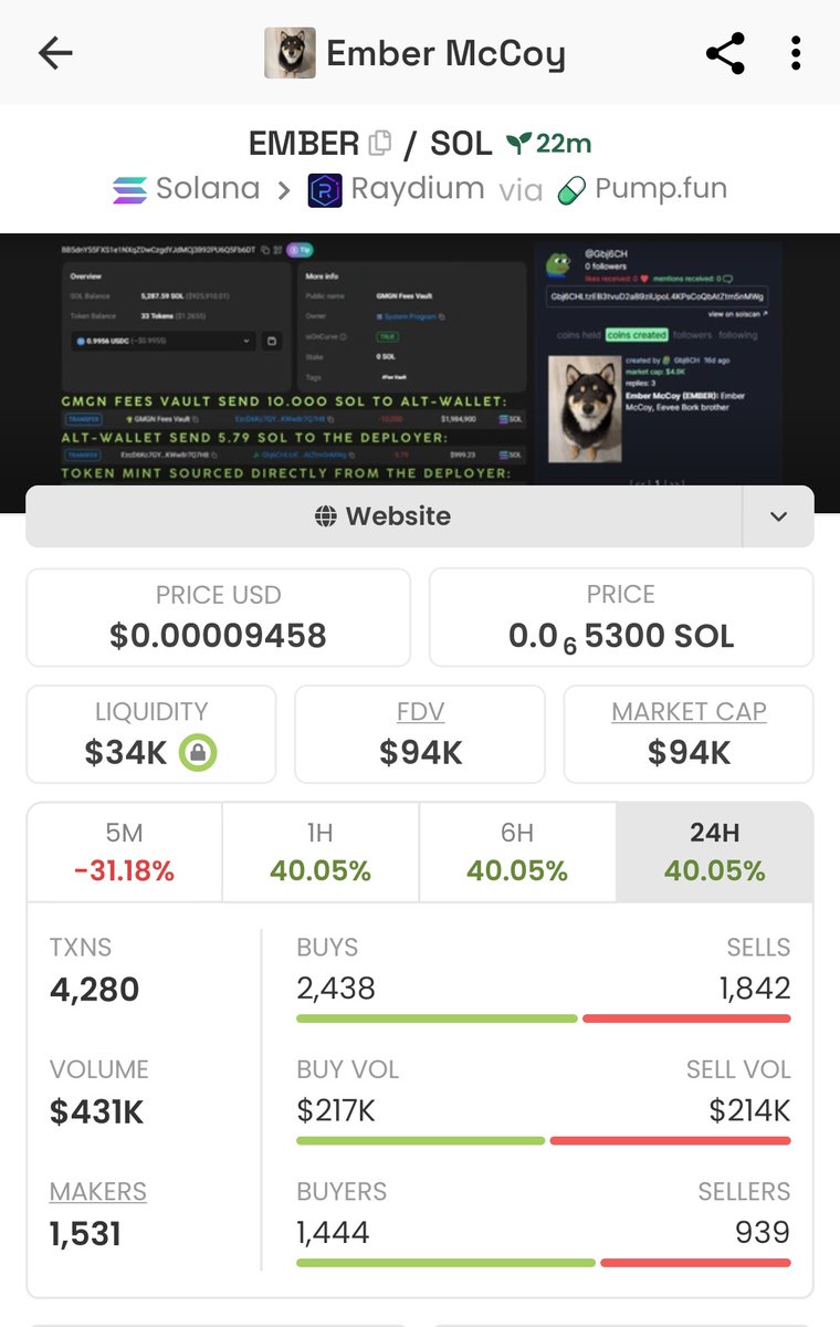 0xDroverse's tweet photo. Latest Meme Coin $EMBER 🐋
Follow &amp; like me For the latest post
• Source dexscreener •
🌀All Cain Solana 
🌐 All dex Raydium
Ca: J3jxaHJNJfL9q7Hh8JGQcLAuzesH4VtTpAkYnAqTpump
⚠️Be careful before buying, do research first
🫡Be smart buyer https://t.co/Wh782NHS3V