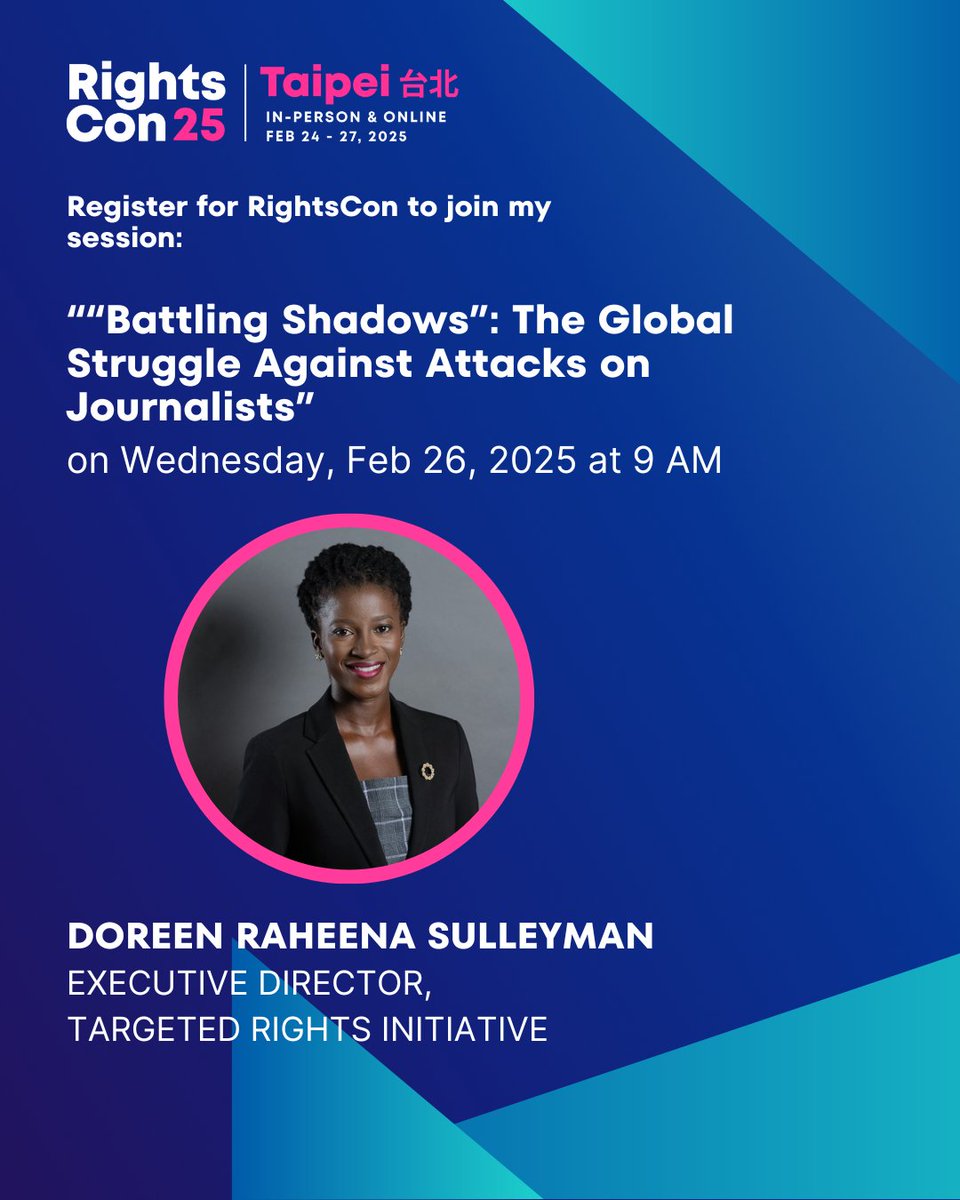 RDoreen_Sul's tweet photo. Journalists are under attack. But we’re fighting back!
Join me at #RightsCon25 on Feb 26, 2025,  9AM, Room 401 for my session:
"Battling Shadows: The Global Struggle Against Attacks on Journalists"
We’re talking harassment, surveillance, and solutions. 
 Let’s #SpeakUpSpeakOut! https://t.co/GVHsD4dyLi