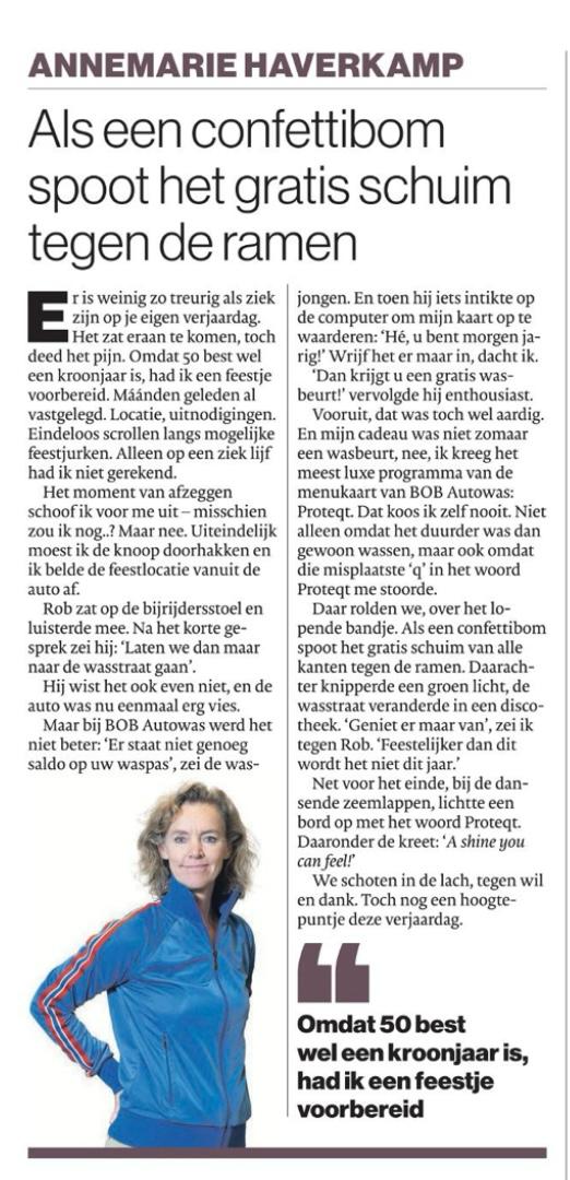 Ik vierde mijn 50ste verjaardag in de wasstraat. Meer zat er niet in dit jaar.