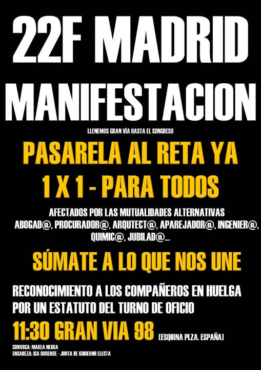 ጠₐᵣᵢₐₙ🔴 (@mariano_fdb) on Twitter photo MAÑANA 22F VAMOS A MADRID.
PASARELA AL RETA YA!!!
#Arquitectura #arquitectos #Abogados #Procuradores #súmatealoquenosune #Nonosvencerán #YoVoyMadrid22F #Pasarela1x1AlRetaParaTodos #pasarelajusta #AlRetaVamosTodos <a href="/plataformareta/">plataformapasarelaalreta</a> MAÑANA 22F VAMOS A MADRID.
PASARELA AL RETA YA!!!
#Arquitectura #arquitectos #Abogados #Procuradores #súmatealoquenosune #Nonosvencerán #YoVoyMadrid22F #Pasarela1x1AlRetaParaTodos #pasarelajusta #AlRetaVamosTodos <a href="/plataformareta/">plataformapasarelaalreta</a>