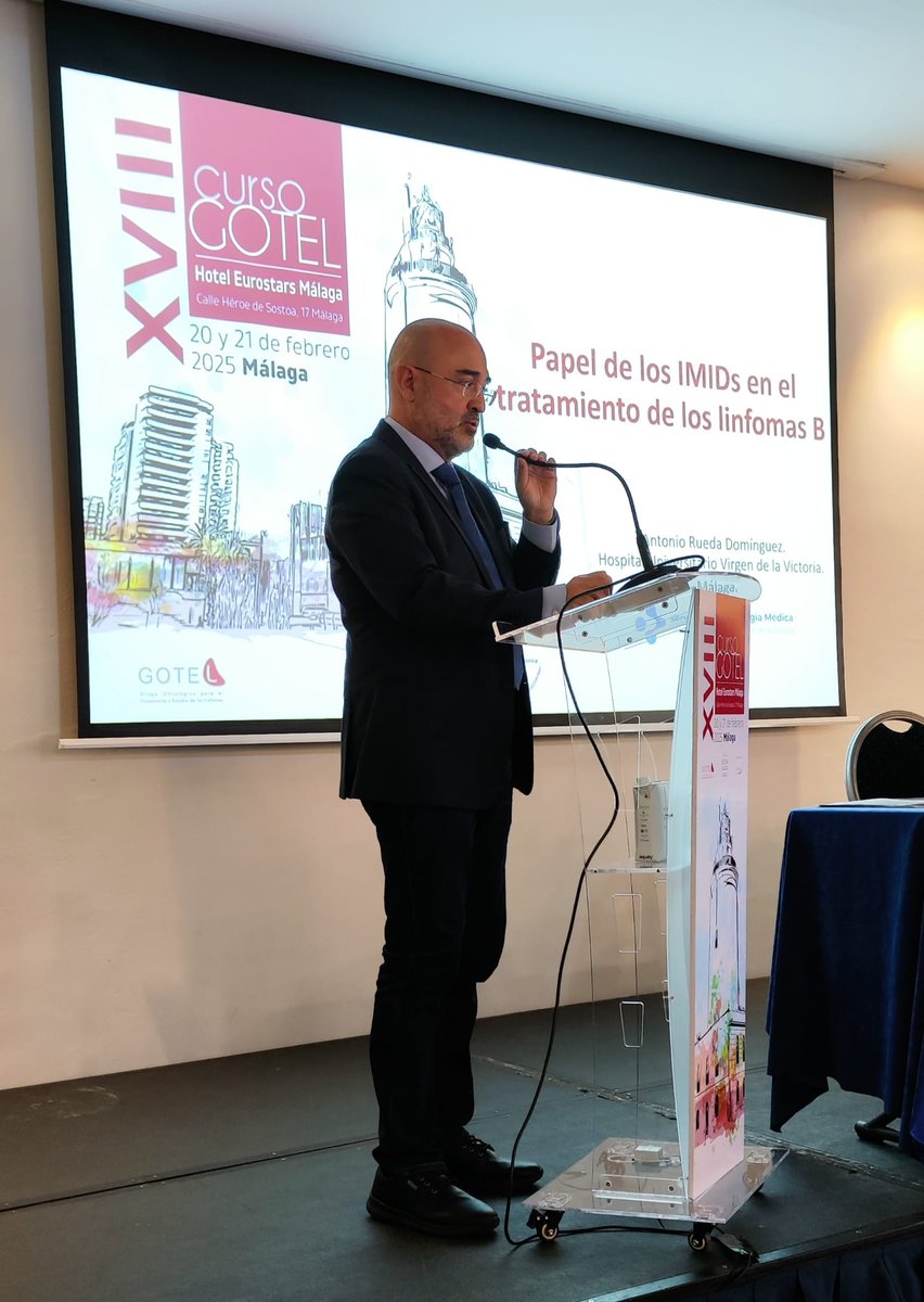 grupolinfomas's tweet photo. A continuación el Dr. Antonio Rueda Domínguez del Hospital Regional Universitario de Málaga @HRegionalMalaga nos hablará del Papel de los IMIDs en el tratamiento de los linfomas B
#Mesa6 #XVIIICursoGOTEL #Linfomas https://t.co/prfsFPaMKz