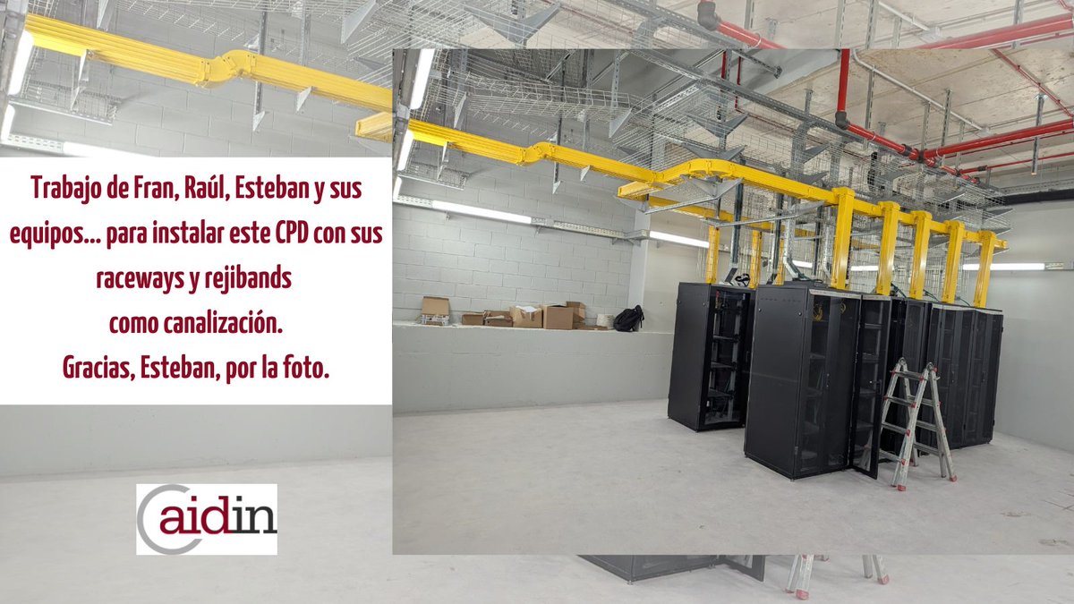 Trabajo de Fran, Raúl, Esteban y sus equipos… para instalar este CPD con sus raceways y rejibands como canalización.
Gracias, Esteban, por la foto.
#aidin #CPD #raceway #rejiband #tech #ingenieria #internet #network #servicio #data #cable #fibraoptica #wire #wireless #IT #FO