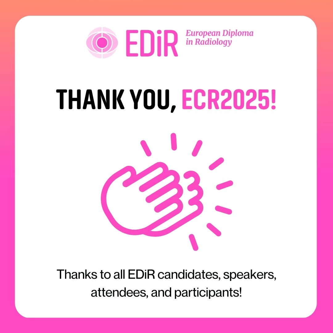 THANK YOU, #ECR2025! It’s been an incredible week of EDiR sessions:

-200+ candidates for the EDiR exam
-6 expert-led sessions
-3 Game On challenges
-1 FREE EDiR exam place awarded

Thanks to all!

#EDiR #radiology #EBR #EDiRatECR
