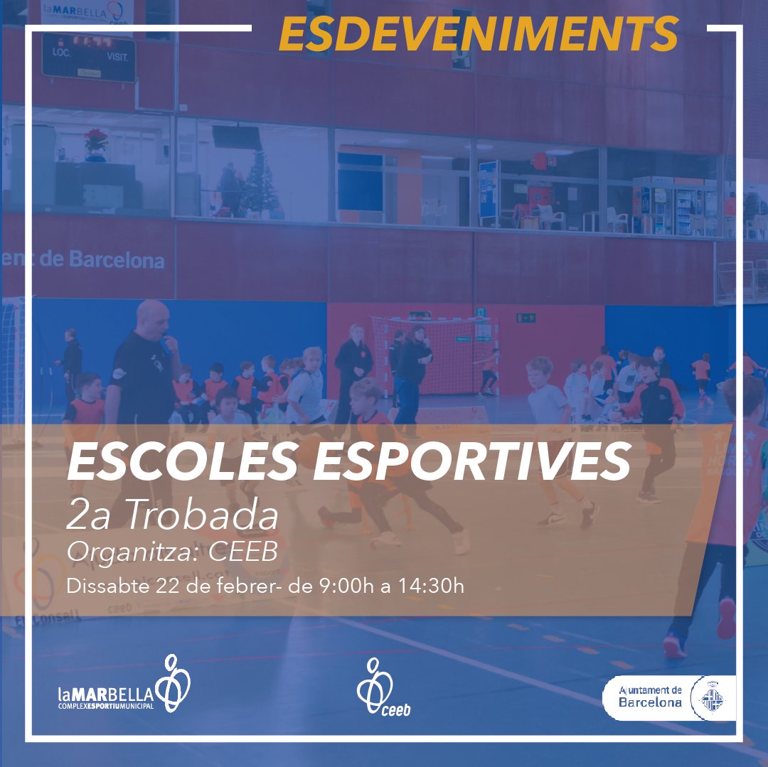 CEM La Mar Bella (@cemlamarbella) on Twitter photo El CEM La Mar Bella acull, aquest dissabte, la 2a Trobada d’Escoles Esportives del CEEB
⚽🏀 Prop de 500 infants tindran l'oportunitat d'iniciar-se en les disciplines de futbol 5 i bàsquet.
#CEMLaMarBella #Esportivat
<a href="/Bcn_SantMarti/">Districte de Sant Martí</a> <a href="/esportcat/">Esports</a> <a href="/EsportsDiba/">Esports Diputació de Barcelona</a> <a href="/BCN_esports/">BCN Esports</a> El CEM La Mar Bella acull, aquest dissabte, la 2a Trobada d’Escoles Esportives del CEEB
⚽🏀 Prop de 500 infants tindran l'oportunitat d'iniciar-se en les disciplines de futbol 5 i bàsquet.
#CEMLaMarBella #Esportivat
<a href="/Bcn_SantMarti/">Districte de Sant Martí</a> <a href="/esportcat/">Esports</a> <a href="/EsportsDiba/">Esports Diputació de Barcelona</a> <a href="/BCN_esports/">BCN Esports</a>
