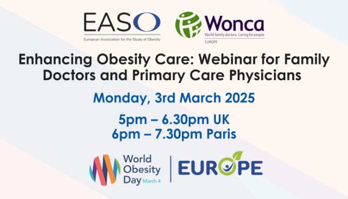 Join <a href="/EASOobesity/">EASO</a> and <a href="/WoncaEurope/">WONCA Europe</a> for an important World Obesity Day webinar, designed especially for family doctors and GPs.

Monday 3rd March
Time: 5-6:30pm UK / 6-7:30pm Paris

easo.org/enhancing-obes…

#ObesityDayEurope #WODEurope