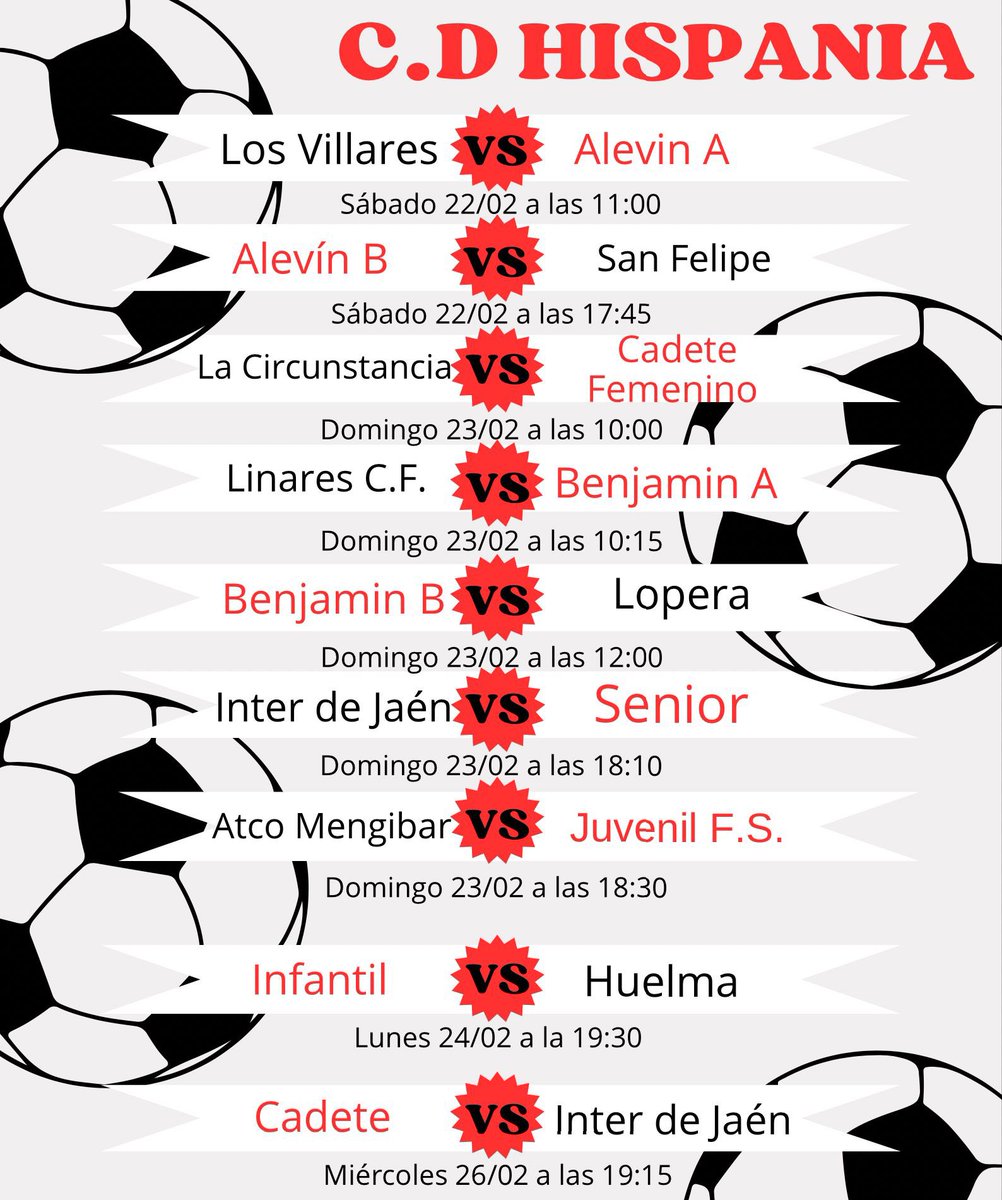 Horario de los partidos de este próximo fin de semana:⚽️🏟️