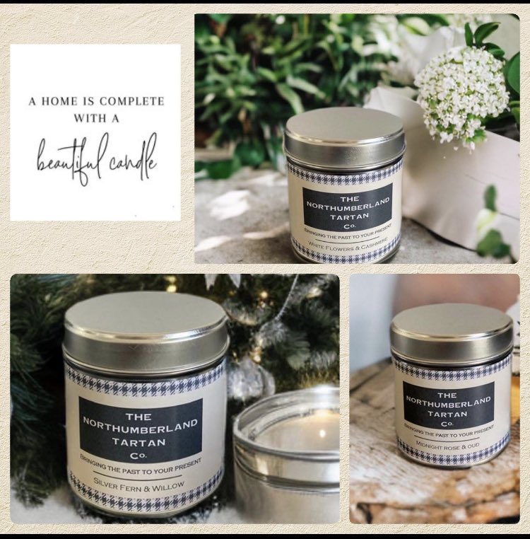 Candles that leave a lasting impression 🔥
Three Fragrances:
• Midnight Rose &amp; Oud
• White Flowers &amp; Cashmere 
• Silver Fern &amp; Willow 
northumberlandtartan.co.uk