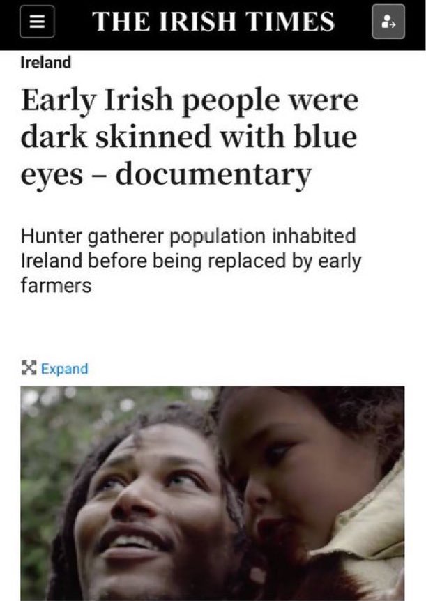 RadioGenoa's tweet photo. Irish Times: “The ancient Irish have black skin and blue eyes!” https://t.co/8uNfBJbKxE