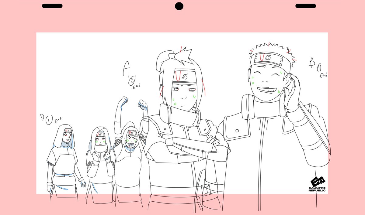 Galactic_std's tweet image. Here’s a new Genga from our project “The whorl Within the spiral🌀”

Presenting Dekai (デカイ)  and his teammate and Minato’s Fangirls ⚡️

#NARUTO 
 #MINATO