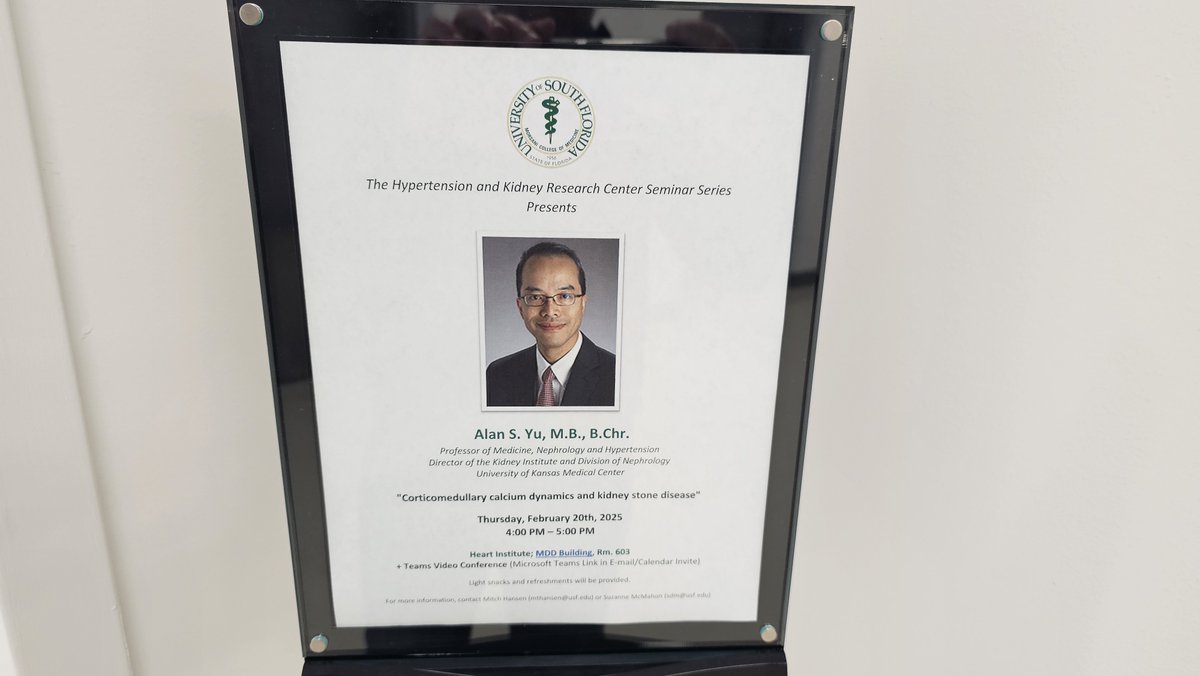 It was a pleasure to host <a href="/AlanYuNeph/">Alan Yu🇭🇰</a> from <a href="/KUNeph/">KU Nephrology</a>. Outstanding presentation on claudins, calcium dynamics, and kidney stones.