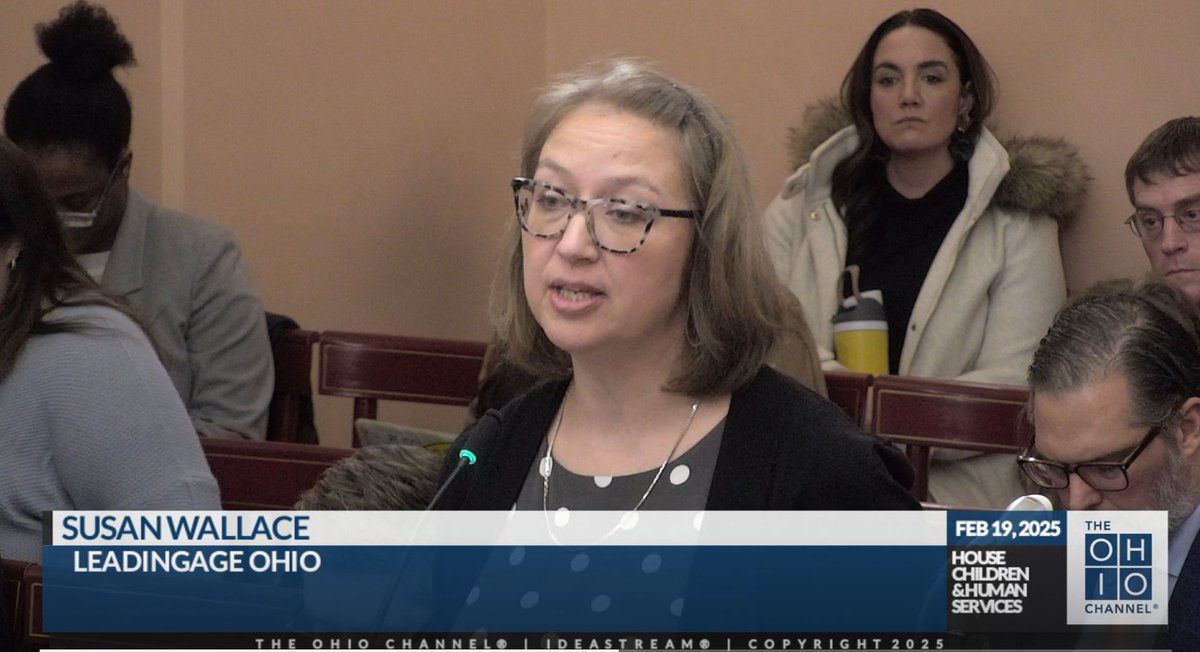 On Feb. 19, Susan Wallace testified before the Ohio House Children &amp; Human Services Committee, weighing in on the Ohio Dept. of Aging’s FY26-27 budget. 

Watch her testimony (1:00:00 mark) &amp; others here: 🔗 ohiochannel.org/video/ohio-hou…