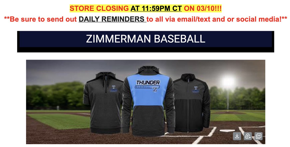 zt_baseball's tweet photo. Zimmerman Thunder Baseball team store is open, great options through X-Grain apparel. 
https://t.co/7aI5AqrE6A https://t.co/UgFqiW9ceG