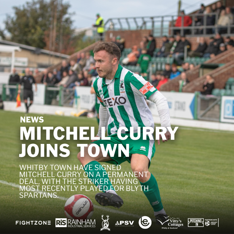 WhitbyTownFC's tweet photo. Welcome Mitch 👊

We are pleased to announce the signing of Mitchell Curry, who goes straight into the squad for tomorrow's match 🤝