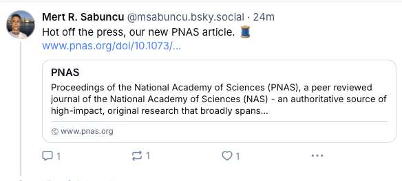 We have a new PNAS paper. I have a thread about it that you can find if you follow the screenshot.