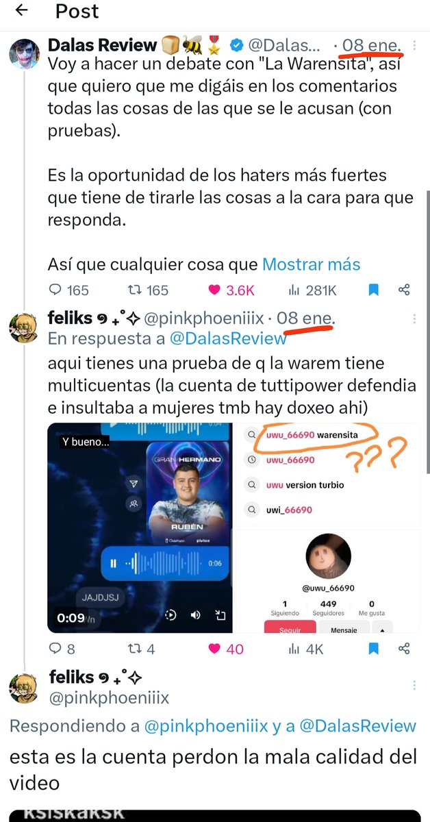 Yhiert's tweet photo. @AlecssLove14 @DalasReview El mismo día que dalas pidió pruebas este user le envió la grabación de pantalla de la cuenta de tutipoweer con la mayoría de post (horribles x cierto) y si quieres más pruebas del cp hablame al priv https://t.co/ChJMJYb9xC
