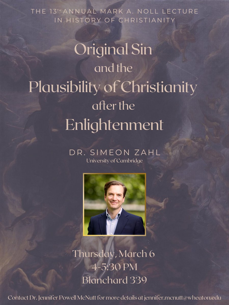 Honored to be giving the Annual Noll Lecture in the History of Christianity at Wheaton on Thursday March 6th. Do come by if you are in the Wheaton/Chicago area! The topic is right at the heart of my research for the past two years, v excited to present it for the first time
