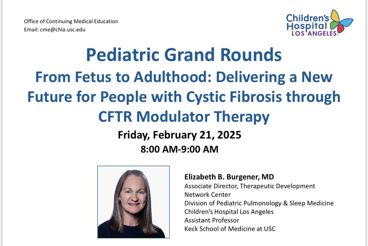 Candace Levian, MD (@candacelevian) on Twitter photo Incredible talk by <a href="/ebburgenerMD/">Elizabeth B Burgener</a> <a href="/ChildrensLA/">Children's Hospital LA</a> on modulator therapy for CF 👏🏻 Incredible talk by <a href="/ebburgenerMD/">Elizabeth B Burgener</a> <a href="/ChildrensLA/">Children's Hospital LA</a> on modulator therapy for CF 👏🏻