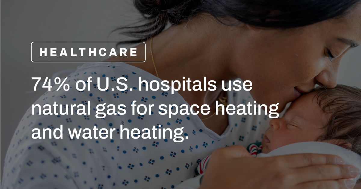 aga_naturalgas's tweet photo. Natural Gas is crucial for healthcare 🏥 Did you know that 74% of hospitals use natural gas for space heating, and 80% of hospitals use natural gas for water heating? Learn more about the critical role #naturalgas plays in fueling Americans where they need care the most: https://t.co/Bd8cXyKDMg
