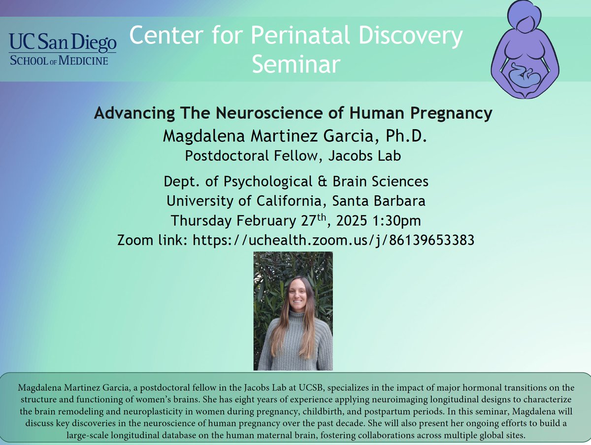 Magdalena Martínez-García PhD🦋 (@magdamartinezga) on Twitter photo If you're in San Diego and curious about the neuroscience of human pregnancy, join me next Thursday for a talk at <a href="/CPD_UCSD/">Center for Perinatal Discovery</a>, invited by <a href="/inannelies/">Ina Stelzer</a>. Excited to share insights—come say hi! <a href="/ParentalBrain/">Parental Brain</a> If you're in San Diego and curious about the neuroscience of human pregnancy, join me next Thursday for a talk at <a href="/CPD_UCSD/">Center for Perinatal Discovery</a>, invited by <a href="/inannelies/">Ina Stelzer</a>. Excited to share insights—come say hi! <a href="/ParentalBrain/">Parental Brain</a>