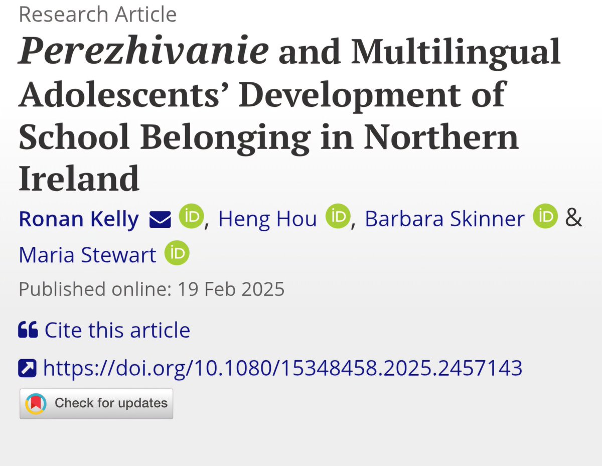 Dr Maria Stewart (@mstewartulster1) on Twitter photo Publication alert!! Hot off the press paper on EAL pupil's sense of belonging in post primary schools in NI. Routledge offer authors 50 free online copies so DM if you'd like the link <a href="/stranbelfast/">Stranmillis University College</a> <a href="/StMarys_Belfast/">St Mary’s University College Belfast</a> <a href="/UlsterEducation/">Education</a> Publication alert!! Hot off the press paper on EAL pupil's sense of belonging in post primary schools in NI. Routledge offer authors 50 free online copies so DM if you'd like the link <a href="/stranbelfast/">Stranmillis University College</a> <a href="/StMarys_Belfast/">St Mary’s University College Belfast</a> <a href="/UlsterEducation/">Education</a>