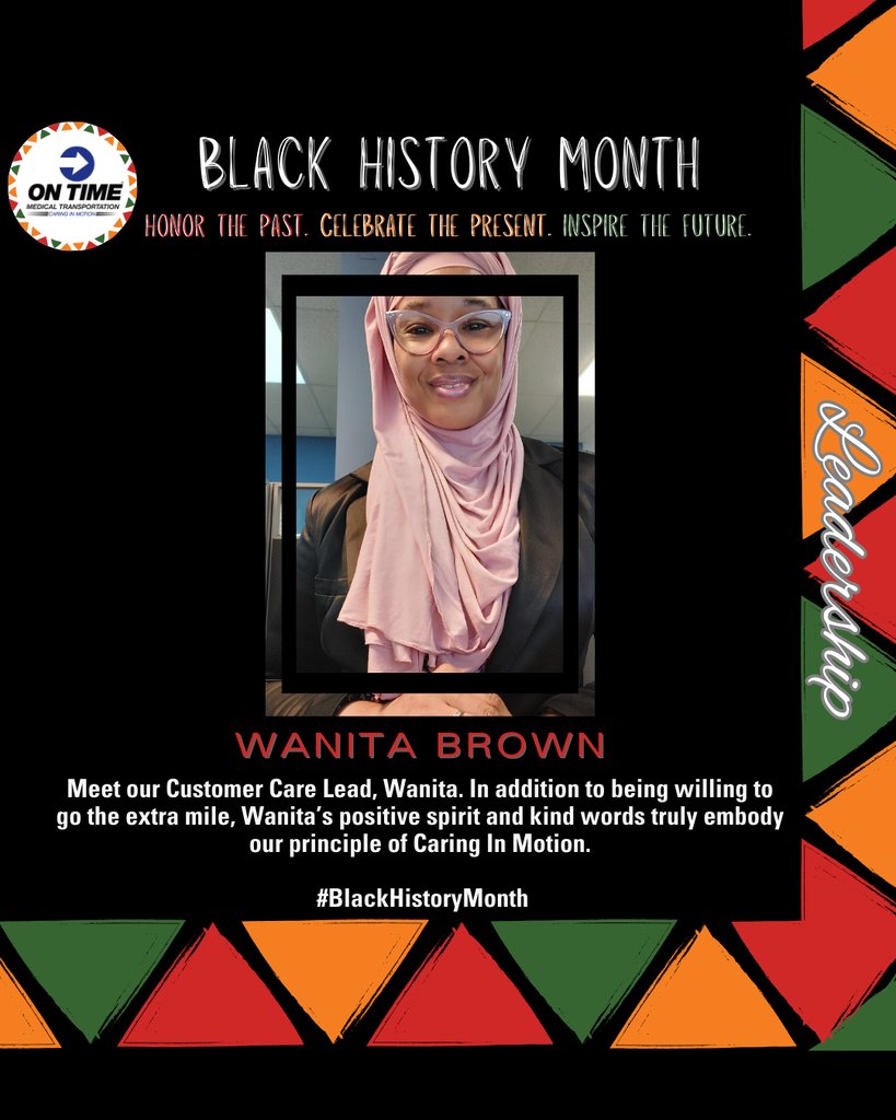 OnTimeAmbulance's tweet photo. Meet our next #BlackHistoryMonth honoree, Wanita! For the last five years, she has been a valuable member of our team, and we feel incredibly fortunate to have her as a part of our On Time family. https://t.co/GE4tGPPq53