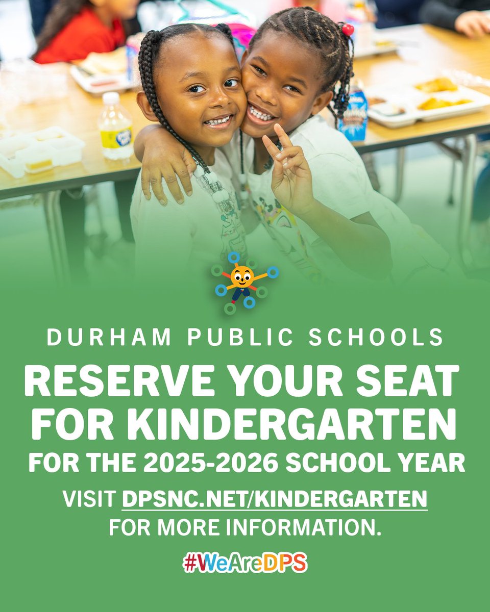 🎒✨ Reserve your seat for Kindergarten for the 2025-2026 school year! 🏫🎉

Visit dpsnc.net/kindergarten for more info and get ready for an exciting journey! #WeAreDPS
