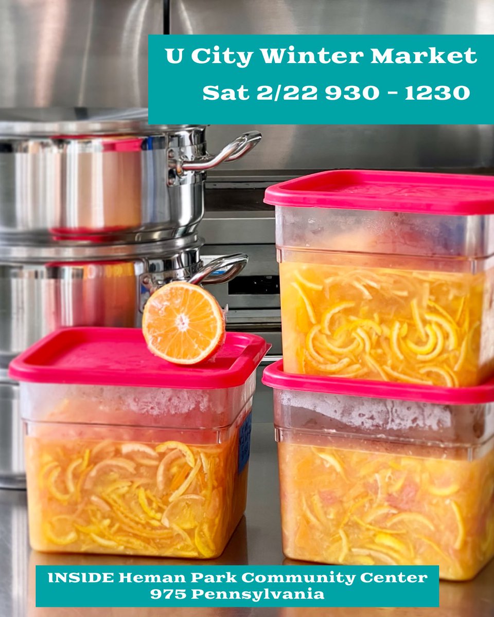 Sat we are back U City Farmers Market 930 - 1230 pm! 

Located INDOORS at the Heman Park Community Center at 975 Pennsylvania Ave. 

We are bringing your faves, restocks of Very Berry Jam &amp; Elderberry Jelly, first batch of Mandarin Meyer Lemon Marmalade, &amp; a few new items