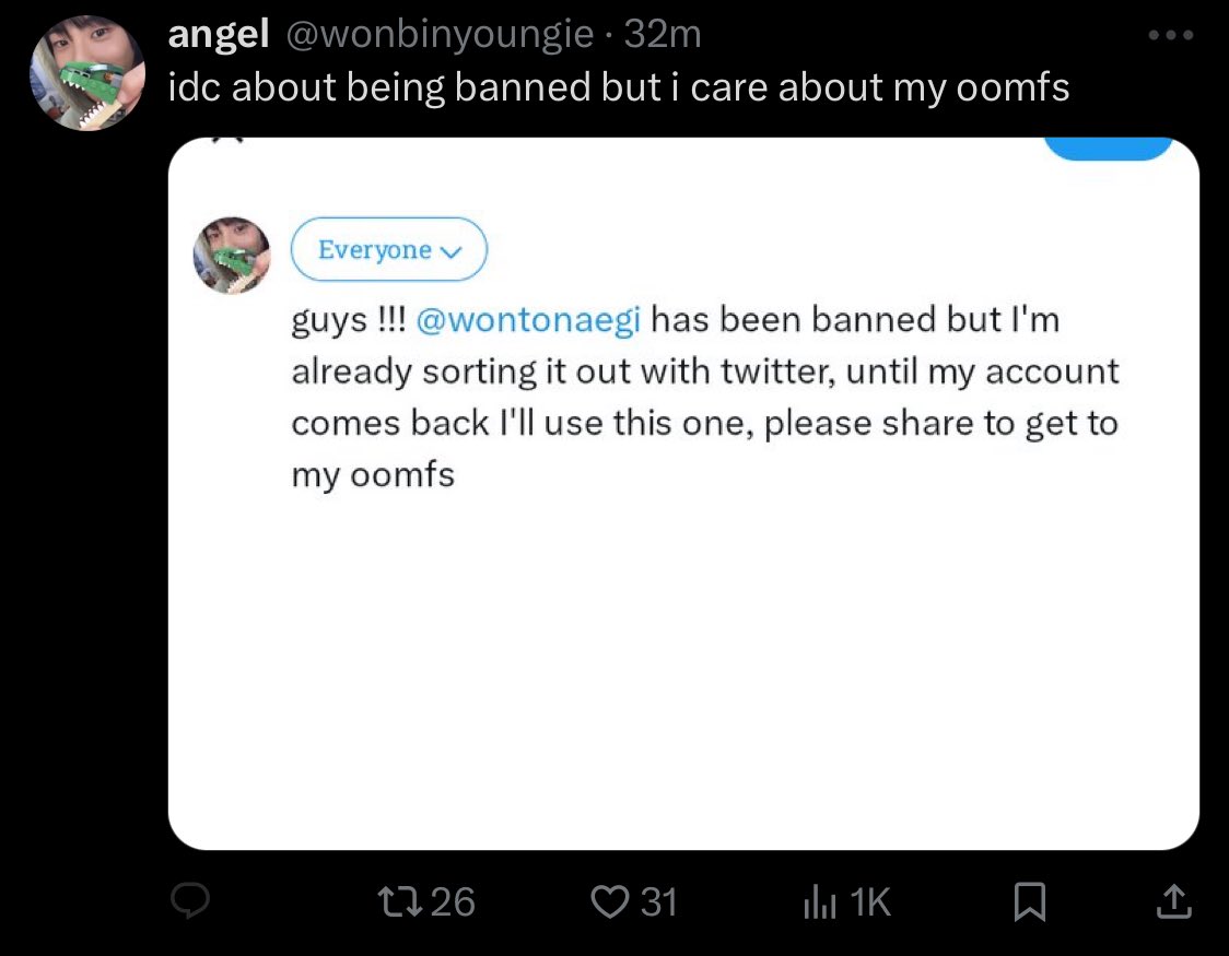 tinyb1ni's tweet photo. guys let's report @wonbinyoungie new account too. https://t.co/5OgyW9LuQd