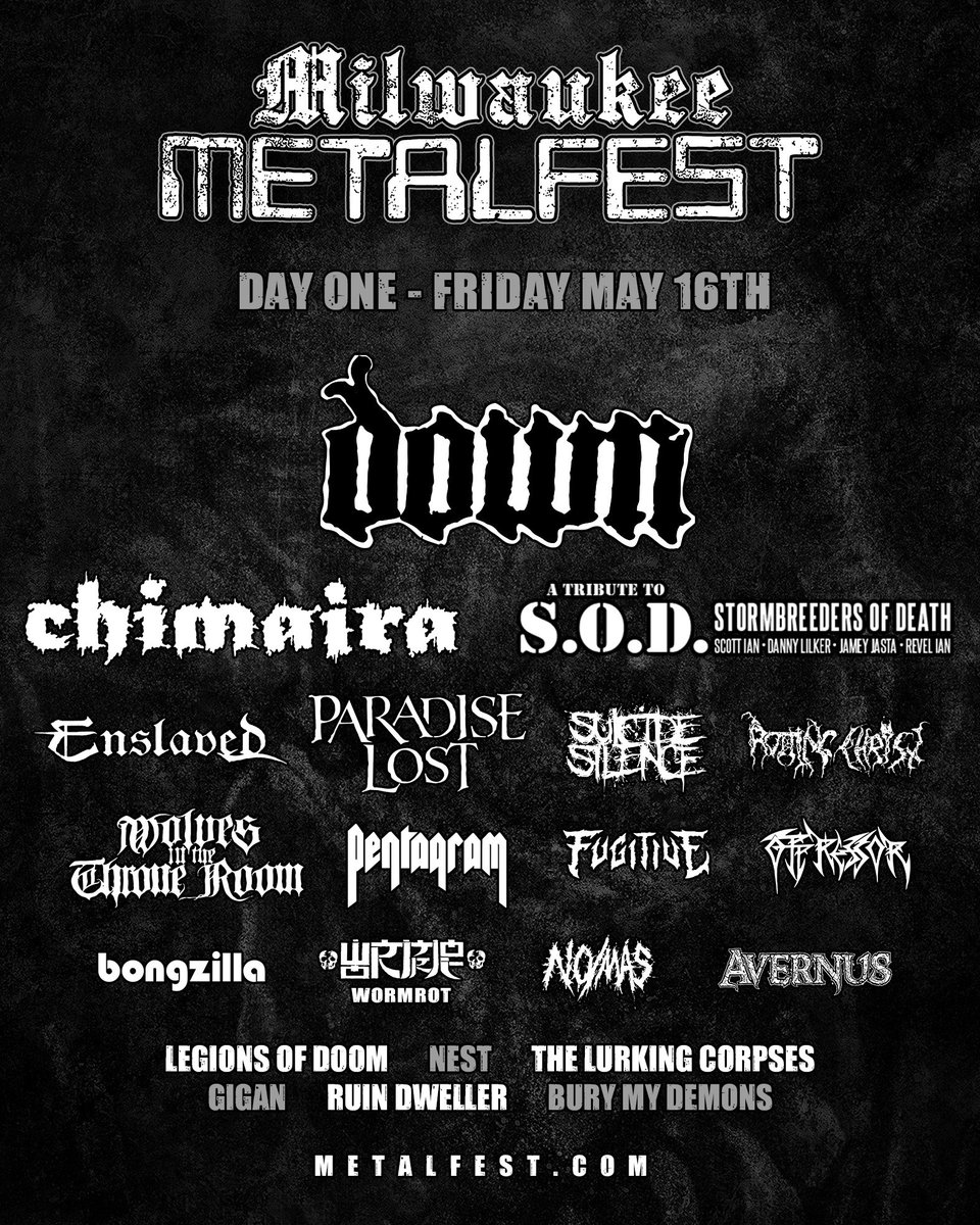 Milwaukee Metal Fest (@mkemetalfest) on Twitter photo Day 1 of Milwaukee Metal Fest 2025 is going to be pure insanity! 🔥
We’ve got lots of announcements and giveaways still to come, stay tuned! 🤘
Get your day/weekend passes now at: therave.com/metalfest
<a href="/therave/">The Rave / Eagles Club</a> Day 1 of Milwaukee Metal Fest 2025 is going to be pure insanity! 🔥
We’ve got lots of announcements and giveaways still to come, stay tuned! 🤘
Get your day/weekend passes now at: therave.com/metalfest
<a href="/therave/">The Rave / Eagles Club</a>
