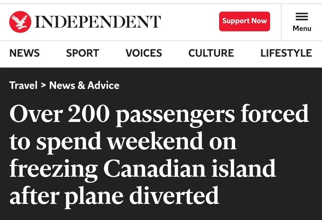 The @independent's take on Newfoundland once again hosting a stranded flight (remember Come from Away?) has raised some eyebrows here. As an ex-pat Brit facing 10-15cm of snow and 70+ knot winds now "freezing island" seems kinda fair. independent.co.uk/travel/news-an…