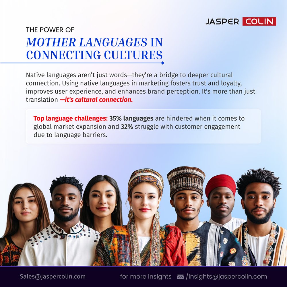 jaspercolin_res's tweet image. At Jasper Colin, our HumanLens and MarketClarity solutions help brands break barriers and build bridges through localization. This International Mother Language Day, let’s commit to making every language count in marketing!
#JasperColin #LocalizationMatters #DiversityInMarketing