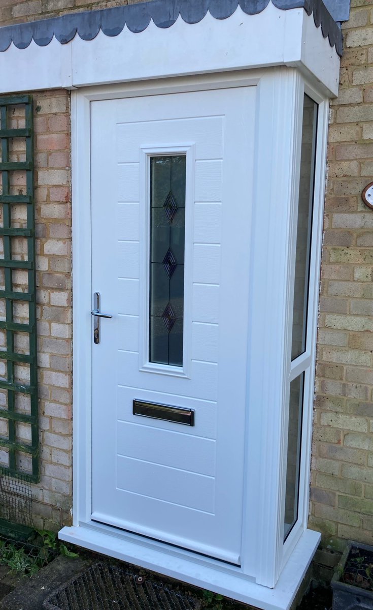 Recently Installed White Fortrezz Composite Door With Diamonte Glass Set.