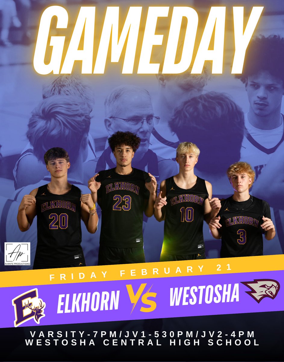 On the road tonight for a big conference matchup!

📍 Westosha Central High School
🆚 Westosha Central
⏰ 7:00 PM
🎥 fan.hudl.com/usa/wi/salem/o…

Play hard, play smart, play together!

GO ELKS! 🟣🟡
