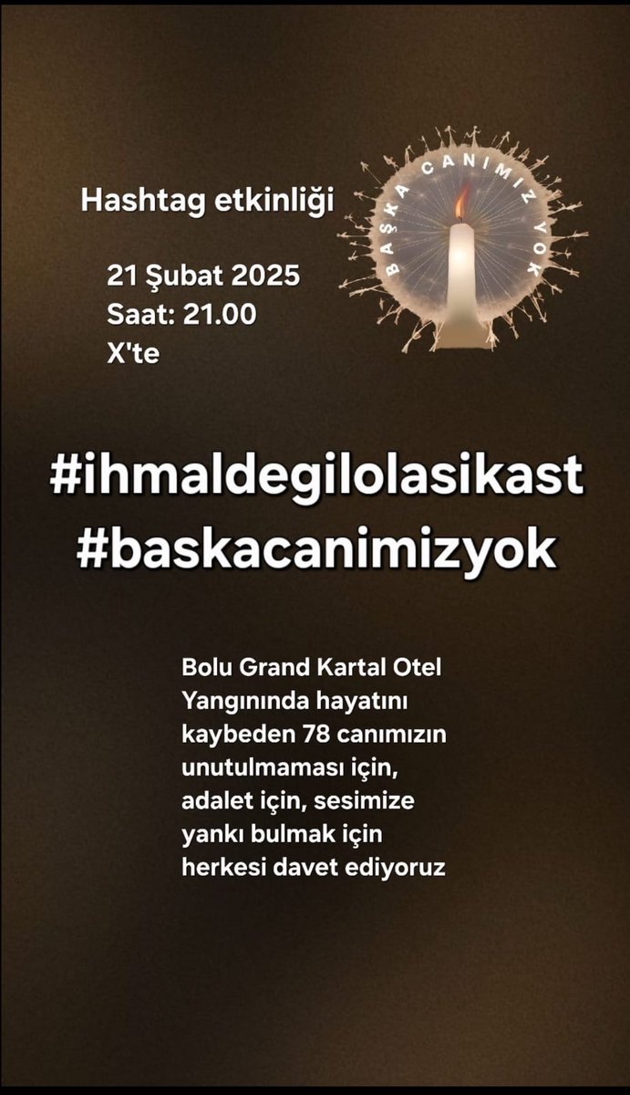 Sizi ateşe atanlar ya utanır ya utanmaz. 
“Tabip lokman gelse alenen bulunmaz çare! 
Kim bilir, müddeti neçe yıl çeker”
Umalım ki âlemi tutan bu öfkeniz
yalnız olmadığınızı görünce bir nebze olsun serinler.

#ihmaldegilolasikast 
#baskacanimizyok <a href="/baskacanimizyok/">Başka Canımız Yok</a>