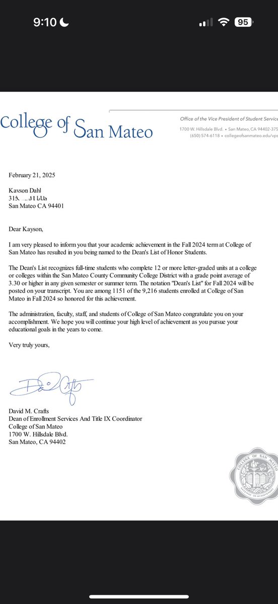 Dahlkayson9's tweet image. Glad to have Received Deans List this past semester with a 3.6 Gpa 💪🏽