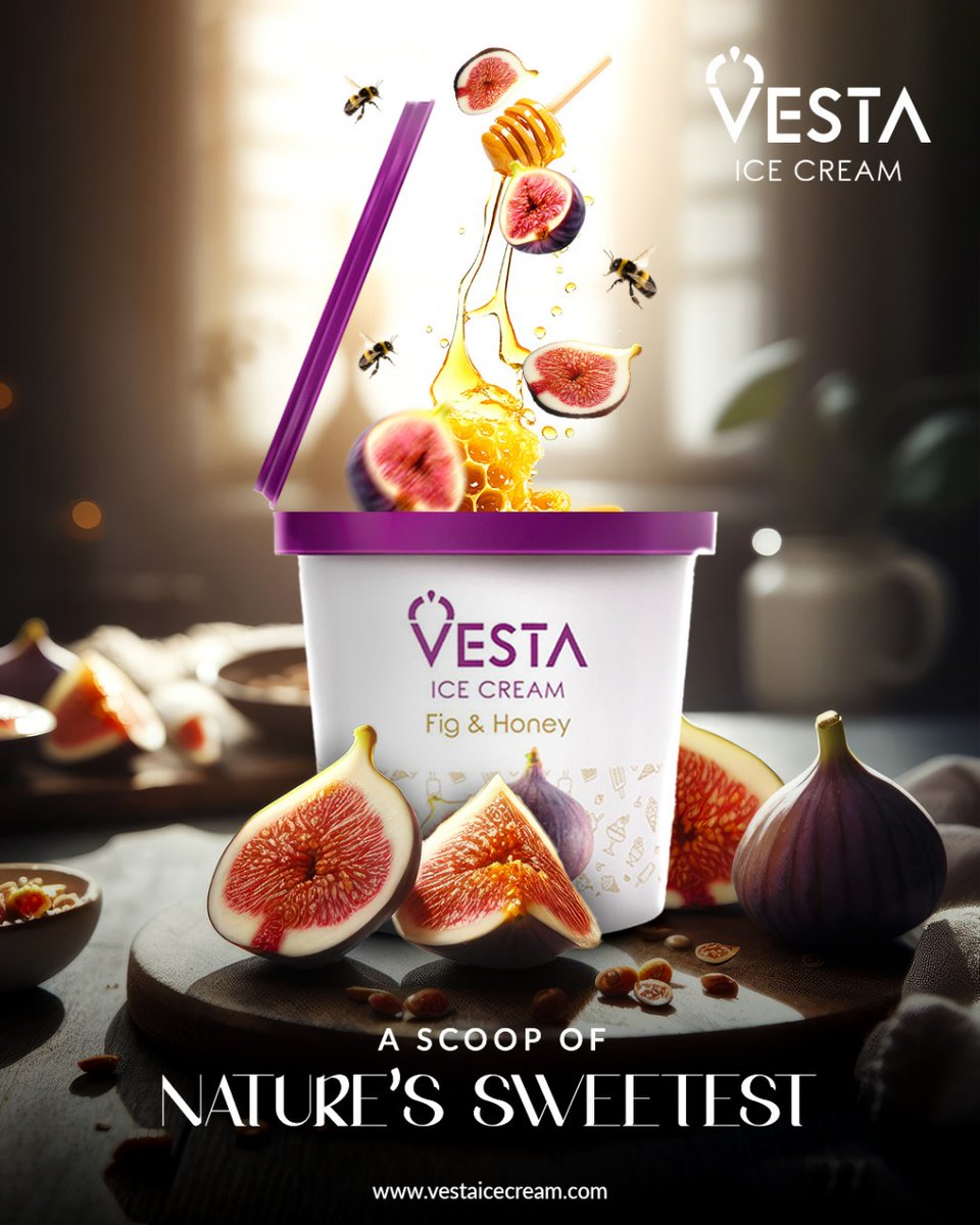vestaicecream's tweet image. Scoop up the sweetness of nature 🍯✨ Indulge in our Fig &amp;amp; Honey ice cream for a taste that’s pure bliss!

#VestaIceCream #NaturallySweet