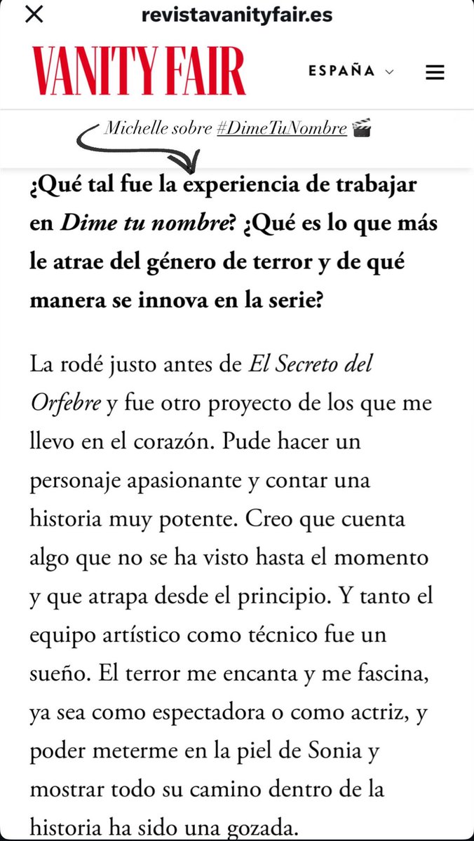 Info Michelle Jenner (@michellejcfans) on Twitter photo Michelle sobre #DimeTuNombre (de <a href="/HugoStuvenC/">Hugo Stuven</a>) para <a href="/VanityFairSpain/">Vanity Fair España</a> ✍🏻🎬
🔗 revistavanityfair.es/articulos/mich… Michelle sobre #DimeTuNombre (de <a href="/HugoStuvenC/">Hugo Stuven</a>) para <a href="/VanityFairSpain/">Vanity Fair España</a> ✍🏻🎬
🔗 revistavanityfair.es/articulos/mich…