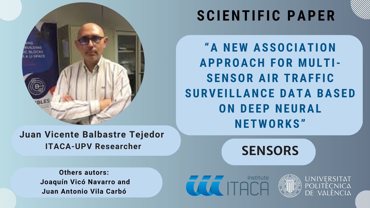 ITACA Institute (@itacaupv) on Twitter photo #ITACAScience 💡
🔵 We share a research article 📝 wiht the participation of 👨💻 Juan Vicente Balbastre, <a href="/SNA_UPV/">SNA - Air Navigation Systems Group at @ITACAupv</a>, to improve surveillance systems✈️.
👉The approach enables data processing without assuming any dynamics model.
✍️Details here: tinyurl.com/2p97sxap
#DeepLearning #ITACAScience 💡
🔵 We share a research article 📝 wiht the participation of 👨💻 Juan Vicente Balbastre, <a href="/SNA_UPV/">SNA - Air Navigation Systems Group at @ITACAupv</a>, to improve surveillance systems✈️.
👉The approach enables data processing without assuming any dynamics model.
✍️Details here: tinyurl.com/2p97sxap
#DeepLearning