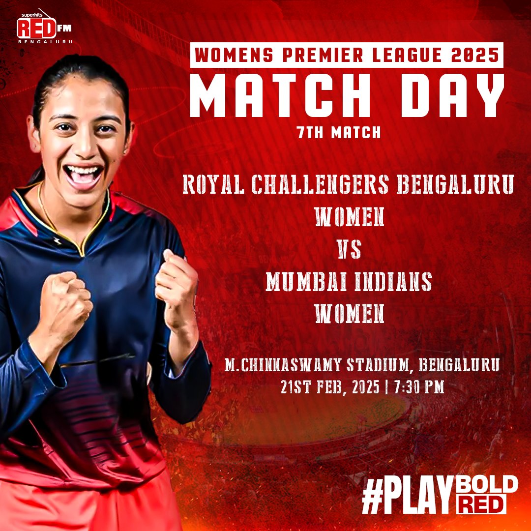 93.5 RED FM, BLR (@redfmbengaluru) on Twitter photo The wait is over Bengaluru!!
The first home game of the season will be played today at the M. Chinnaswamy Stadium between the Royal Challengers Bengaluru Women.
Play Bold, Play red!
#rcb #rcbforever #smritimandhana #mandanna #IPL25 #ipl #wpl <a href="/RCBTweets/">Royal Challengers Bengaluru</a> The wait is over Bengaluru!!
The first home game of the season will be played today at the M. Chinnaswamy Stadium between the Royal Challengers Bengaluru Women.
Play Bold, Play red!
#rcb #rcbforever #smritimandhana #mandanna #IPL25 #ipl #wpl <a href="/RCBTweets/">Royal Challengers Bengaluru</a>