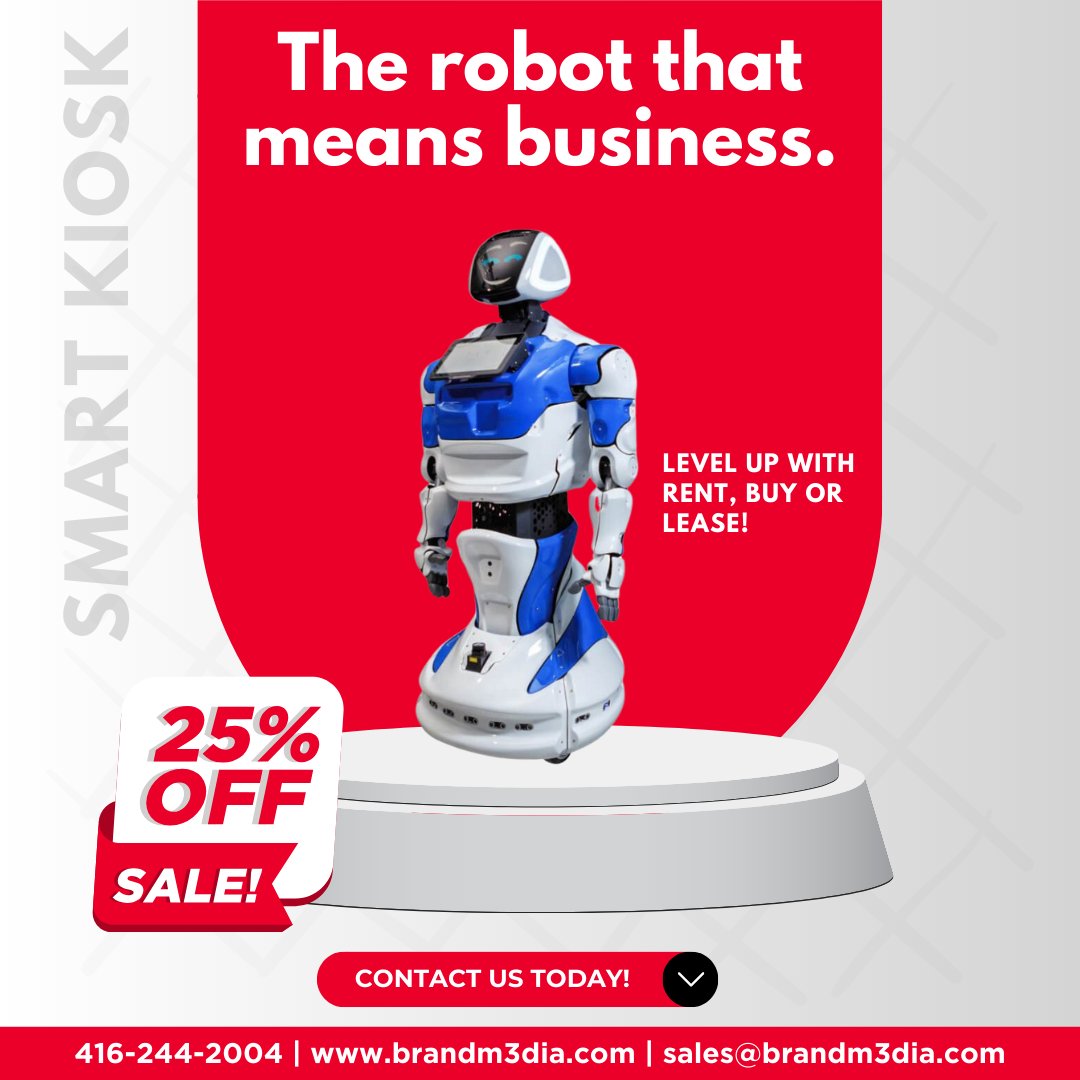 brandm3diagroup's tweet image. 🤖 Revolutionize your business with Brand M3dia’s Smart AI Robot!
#AIRobotRental #DigitalDisplay #TouchKiosk #BrandM3dia #InnovationInAction #brandm3dia #interactive #interactivetouchdisplay #display #displays